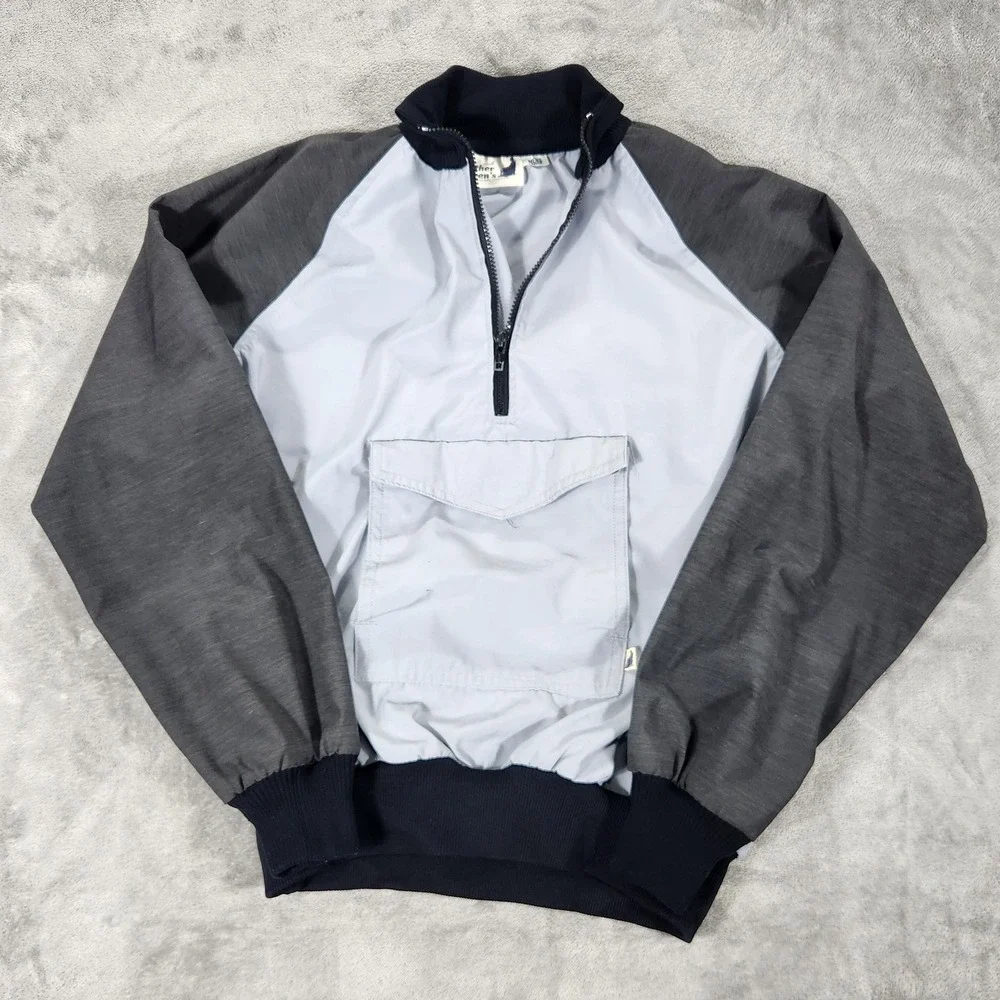 Vintage Mother Karen's Jacket Mens Large Gray 1/4 Zip Anorak Made USA 80s